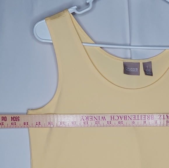 Chicos Tank Top Women Medium 1 Nylon Yellow Stretch Knit Scoop Neck Pullon NWOT - Picture 3 of 6